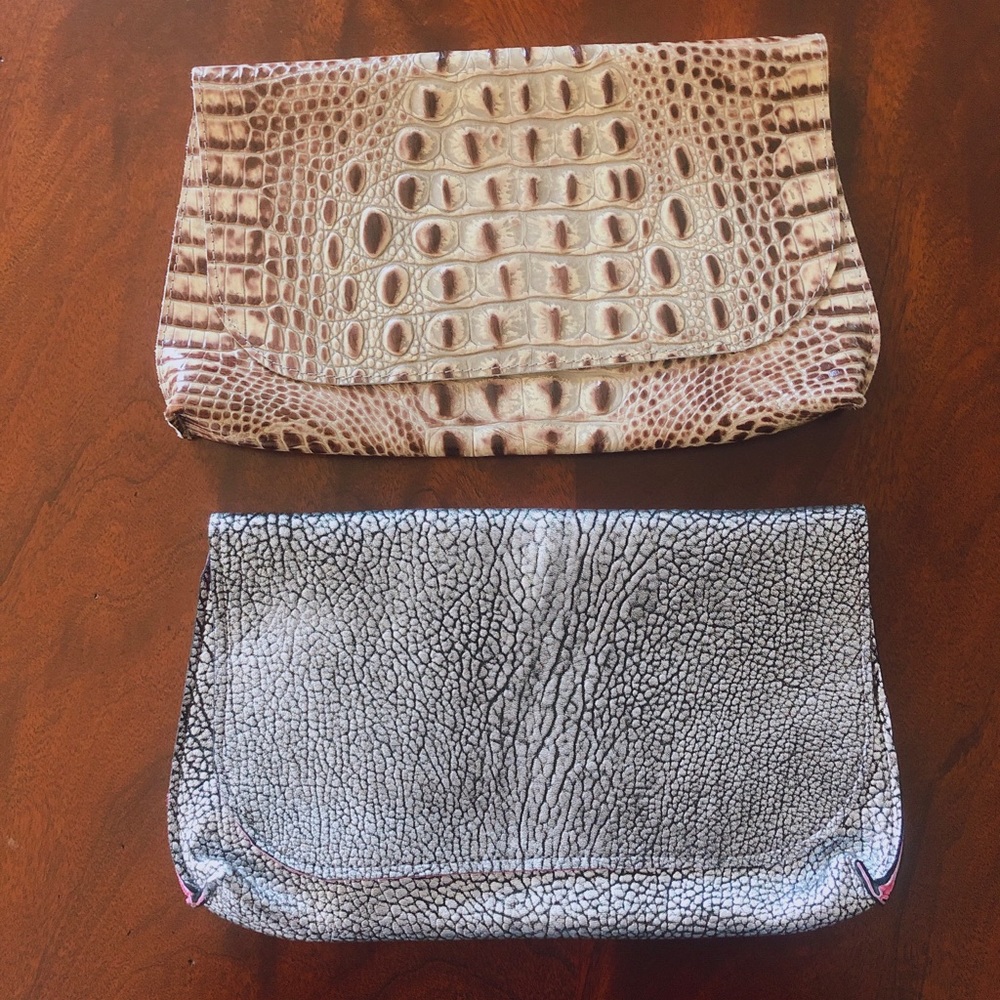 B. May Silver & Black Pebbled Leather Bag